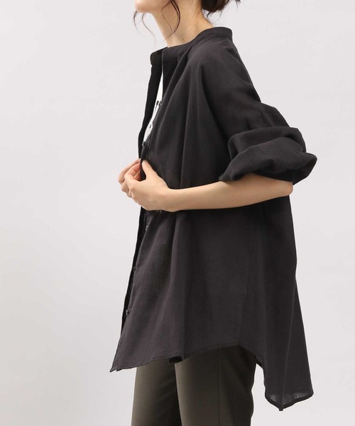 GLOBAL WORK Smile Seed Store（グローバルワーク スマイルシードストア）の「コットンボイルブラウス長袖/176108（シャツ/ブラウス・レディース・アイボリー/ブラック/サックスブルー/ブルー系その他6/チャコール/オレンジ系その他・MEDIUM/SMALL/LARGE/X-LARGE）」の20枚目の写真