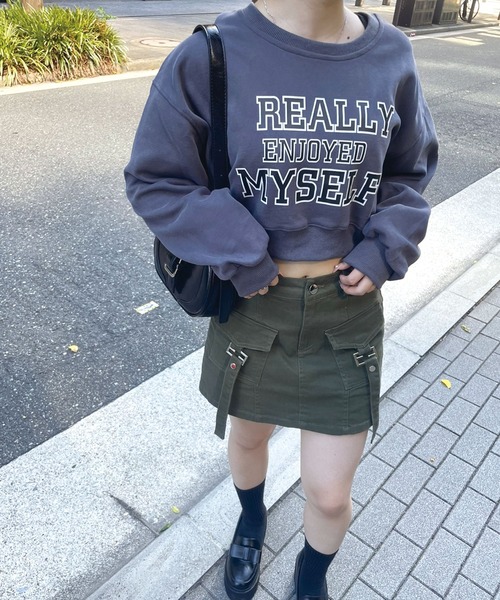 SPIGA（スピーガ）の「ﾊﾞｯｸﾙﾎﾟｹｯﾄﾃﾞﾆﾑ風ﾐﾆｽｶｰﾄ（スカート・レディース・グレー/ブラック/オフホワイト/カーキ・SMALL/MEDIUM）」の4枚目の写真