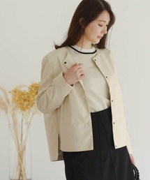 toki doki（トキドキ）の「大人シンプルノーカラージャケット（ノーカラージャケット）」