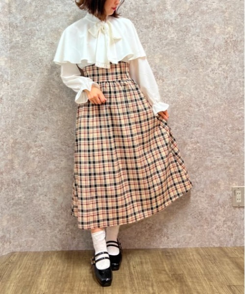 axes femme(アクシーズファム)の「ケープ襟ドッキングワンピース(ワンピース・レディース・ブラウン/グレー/ベージュ・FREE)」の1枚目の写真