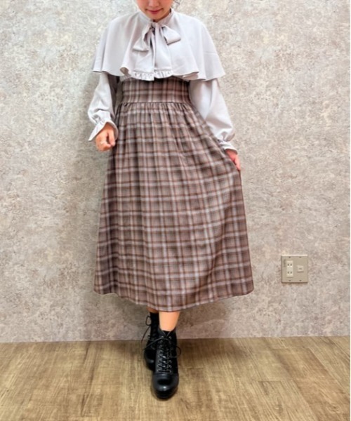 axes femme(アクシーズファム)の「ケープ襟ドッキングワンピース(ワンピース・レディース・ブラウン/グレー/ベージュ・FREE)」の3枚目の写真