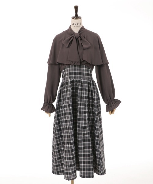 axes femme(アクシーズファム)の「ケープ襟ドッキングワンピース(ワンピース・レディース・ブラウン/グレー/ベージュ・FREE)」の14枚目の写真