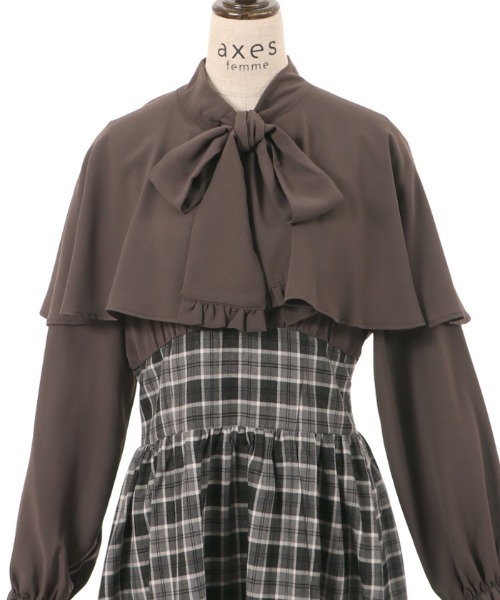 axes femme(アクシーズファム)の「ケープ襟ドッキングワンピース(ワンピース・レディース・ブラウン/グレー/ベージュ・FREE)」の17枚目の写真