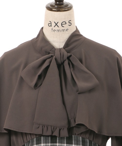 axes femme(アクシーズファム)の「ケープ襟ドッキングワンピース(ワンピース・レディース・ブラウン/グレー/ベージュ・FREE)」の20枚目の写真