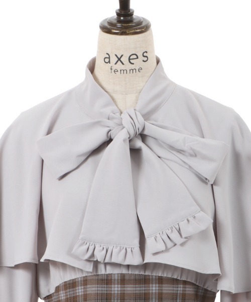 axes femme(アクシーズファム)の「ケープ襟ドッキングワンピース(ワンピース・レディース・ブラウン/グレー/ベージュ・FREE)」の4枚目の写真