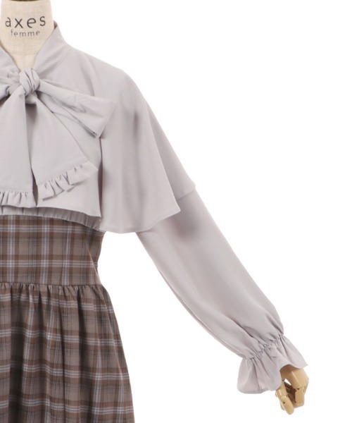 axes femme(アクシーズファム)の「ケープ襟ドッキングワンピース(ワンピース・レディース・ブラウン/グレー/ベージュ・FREE)」の6枚目の写真