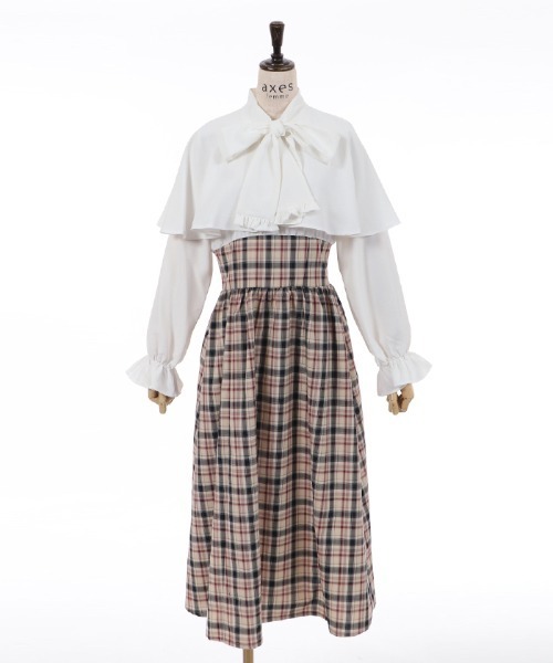 axes femme(アクシーズファム)の「ケープ襟ドッキングワンピース(ワンピース・レディース・ブラウン/グレー/ベージュ・FREE)」の7枚目の写真