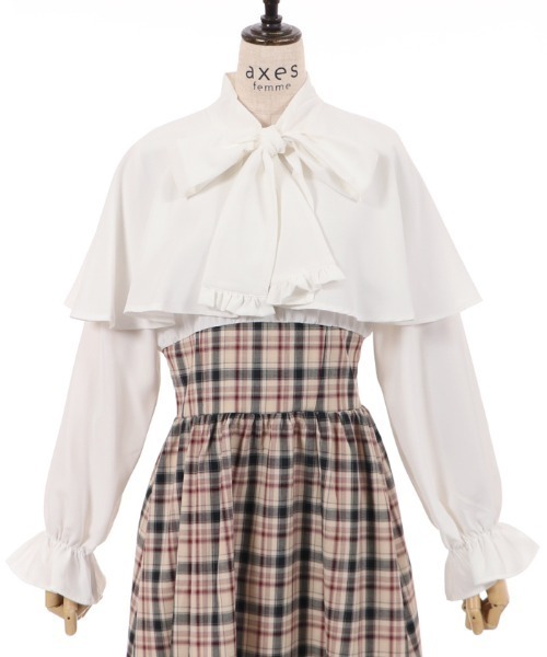 axes femme(アクシーズファム)の「ケープ襟ドッキングワンピース(ワンピース・レディース・ブラウン/グレー/ベージュ・FREE)」の10枚目の写真