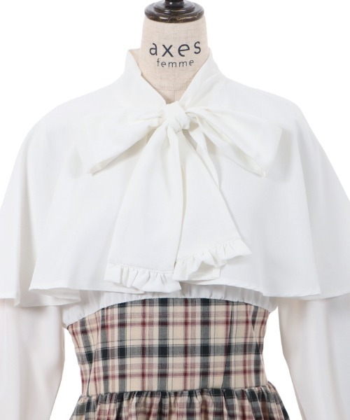 axes femme(アクシーズファム)の「ケープ襟ドッキングワンピース(ワンピース・レディース・ブラウン/グレー/ベージュ・FREE)」の12枚目の写真