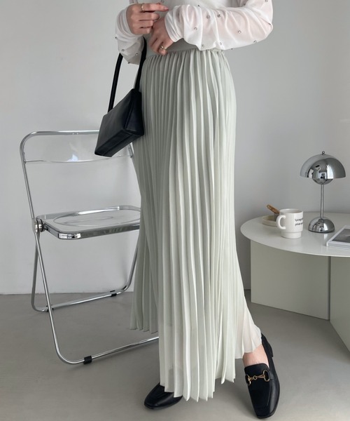 Ada.(エイダ)の「ウエストゴム シフォン プリーツスカート(スカート・レディース・グレー系その他/アイボリー/ドット/ミント・FREE)」の20枚目の写真