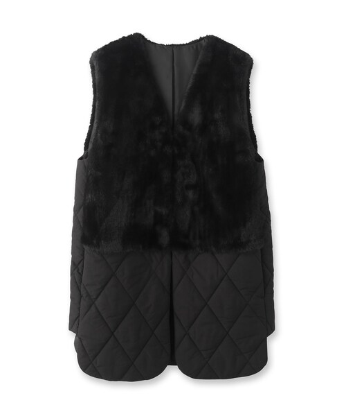 GALLEST（ギャレスト）の「エコファーキルトベスト（ベスト・レディース・ブラック/オフホワイト・38）」の3枚目の写真