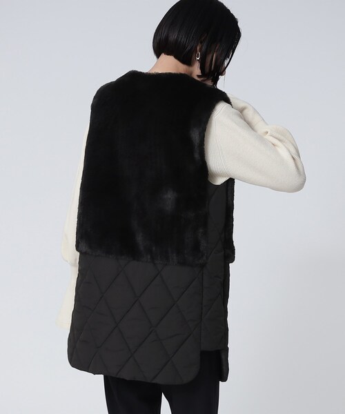 GALLEST（ギャレスト）の「エコファーキルトベスト（ベスト・レディース・ブラック/オフホワイト・38）」の9枚目の写真