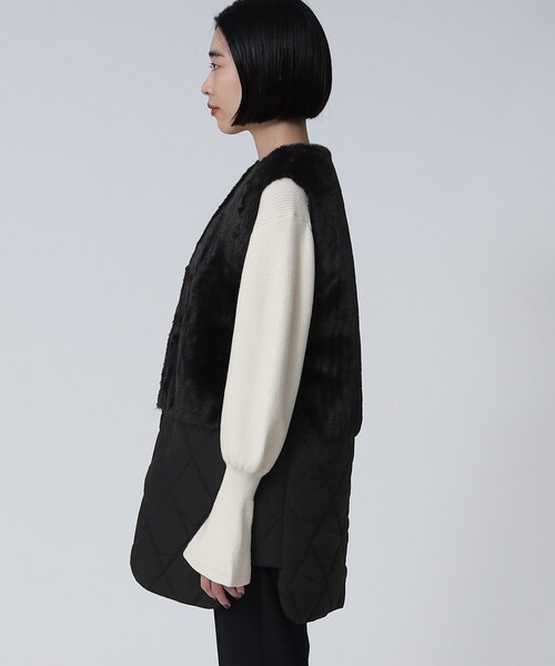 GALLEST（ギャレスト）の「エコファーキルトベスト（ベスト・レディース・ブラック/オフホワイト・38）」の18枚目の写真