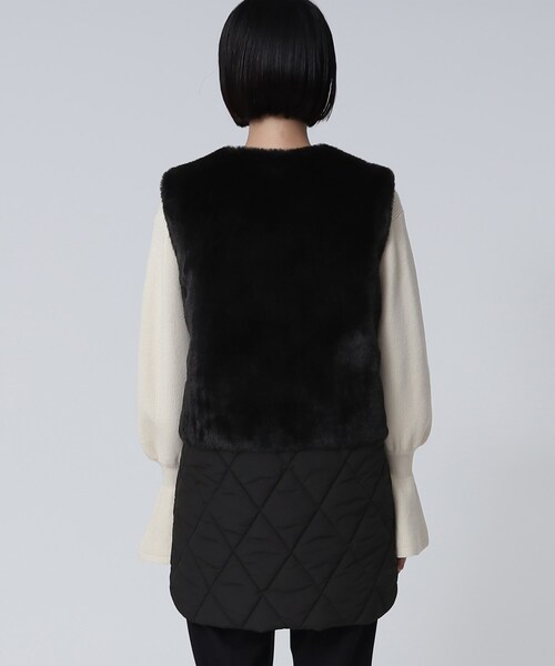 GALLEST（ギャレスト）の「エコファーキルトベスト（ベスト・レディース・ブラック/オフホワイト・38）」の19枚目の写真