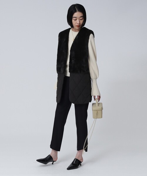 GALLEST（ギャレスト）の「エコファーキルトベスト（ベスト・レディース・ブラック/オフホワイト・38）」の20枚目の写真