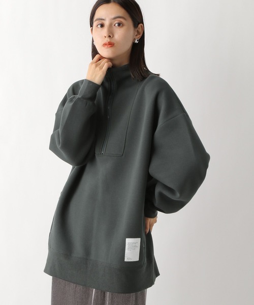 LEPSIM（レプシィム）の「スタンドZIPチュニック　183626（Tシャツ/カットソー・レディース・チャコールグレー/オフホワイト/グレー・FREE）」の2枚目の写真