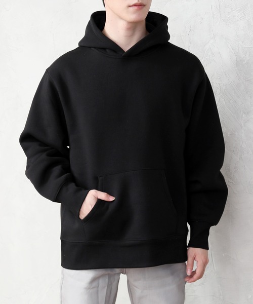 TopIsm（トップイズム）の「オーバーサイズ ヘビーウェイト裏起毛無地 スウェットプルパーカー（パーカー・メンズ・ブラック/杢グレー/オートミール/チャコールグレー・LL/L/M）」の2枚目の写真