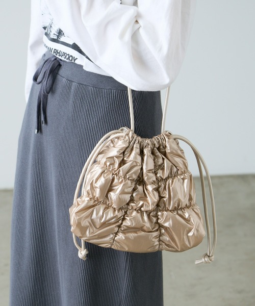 CIAOPANIC TYPY（チャオパニックティピー）の「ギャザーぽこぽこ巾着ショルダー（ショルダーバッグ・レディース・シャンパン/ピンク/ブラック/シルバー・ONE SIZE）」の17枚目の写真