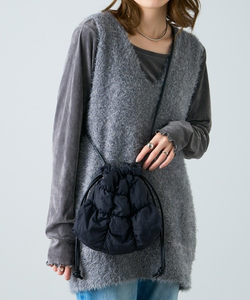 CIAOPANIC TYPY（チャオパニックティピー）の「ギャザーぽこぽこ巾着ショルダー（ショルダーバッグ・レディース・シャンパン/ピンク/ブラック/シルバー・ONE SIZE）」の7枚目の写真