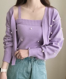 Ada.（エイダ）の「パール ケーブル編み カーディガン キャミソール アンサンブル（カーディガン/ボレロ）」