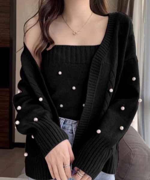 Ada.（エイダ）の「パール ケーブル編み カーディガン