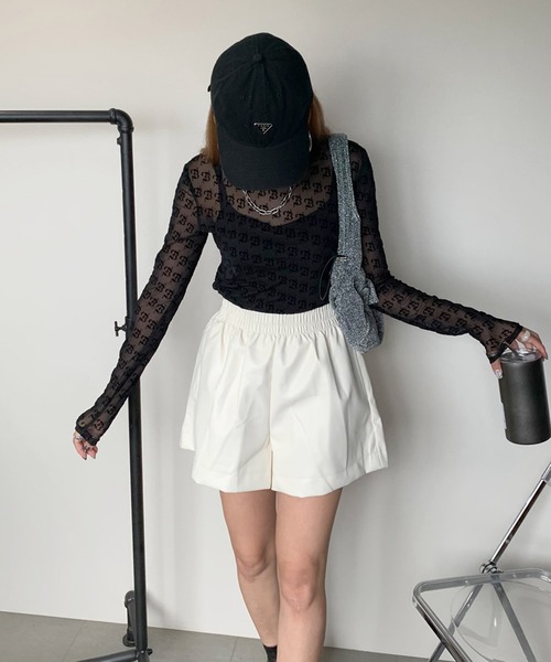 non-hedge(ノンヘッジ)の「ウエストゴム合成皮革ショートパンツ(その他パンツ・レディース・アイボリー/ブラック/ブラウン・FREE)」の15枚目の写真