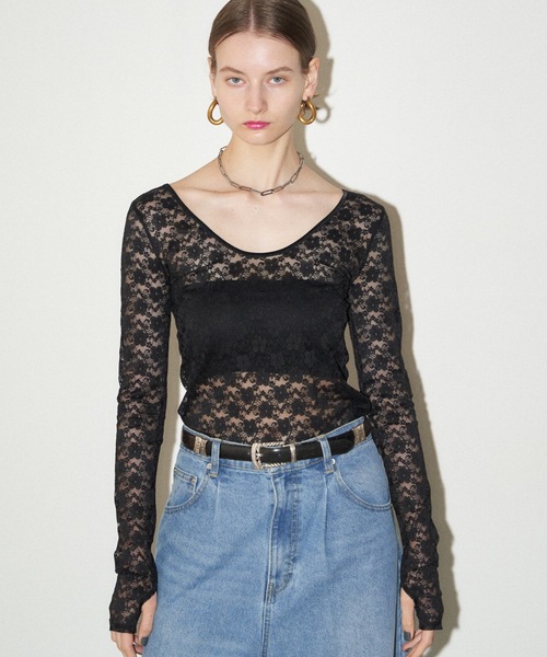 トップス yae 2way lace top／2wayレーストップス（Tシャツ/カットソー）｜yae