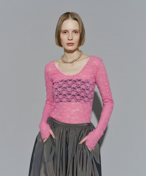 tシャツ 2way lace top／2wayレーストップス レディース yae（ヤエ）の「2way lace top／2wayレーストップス（Tシャツ