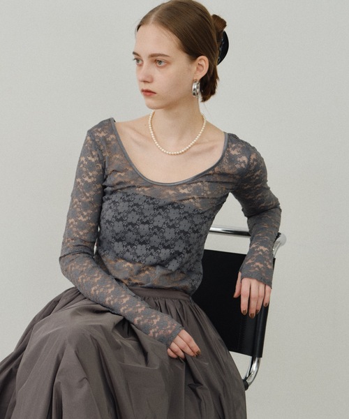 2way lace top／2wayレーストップス（Tシャツ/カットソー）｜yae（ヤエ 