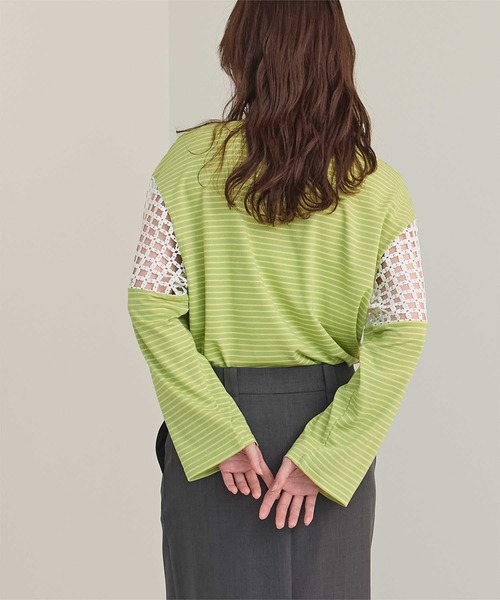 miette(ミエット)の「フラワーレース切替ボーダーロンT(Tシャツ/カットソー・レディース・ピンク/オレンジ/ライトグリーン・FREE)」の14枚目の写真