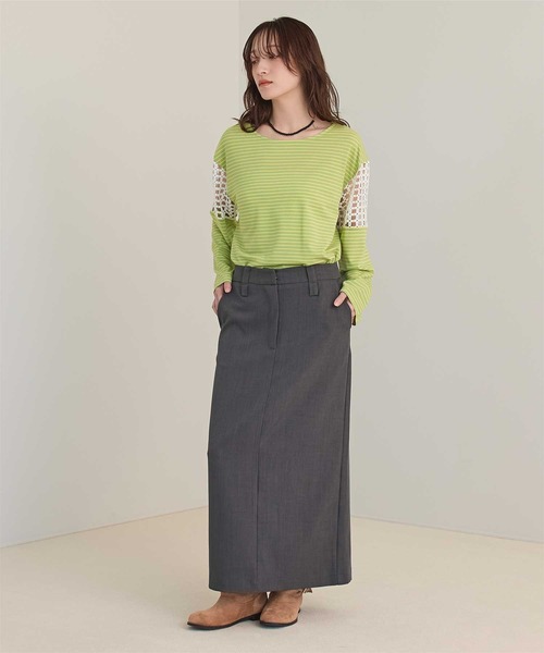 miette(ミエット)の「フラワーレース切替ボーダーロンT(Tシャツ/カットソー・レディース・ピンク/オレンジ/ライトグリーン・FREE)」の15枚目の写真