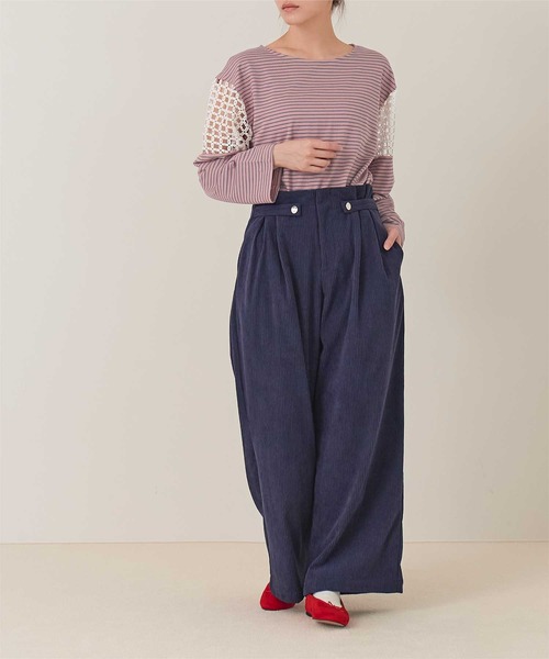 miette(ミエット)の「フラワーレース切替ボーダーロンT(Tシャツ/カットソー・レディース・ピンク/オレンジ/ライトグリーン・FREE)」の19枚目の写真