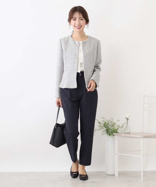 couture brooch（クチュールブローチ）の「◆【セレモニーシーン/ONOFF兼用】ツイードビジュー釦ジャケット（ノーカラージャケット・レディース・ブラック系3/ライトベージュ・40/34/36/38/42）」の7枚目の写真