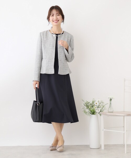 couture brooch（クチュールブローチ）の「◆【セレモニーシーン/ONOFF兼用】ツイードビジュー釦ジャケット（ノーカラージャケット・レディース・ブラック系3/ライトベージュ・40/34/36/38/42）」の8枚目の写真