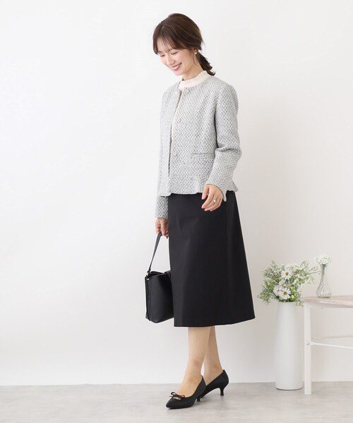 couture brooch（クチュールブローチ）の「◆【セレモニーシーン/ONOFF兼用】ツイードビジュー釦ジャケット（ノーカラージャケット・レディース・ブラック系3/ライトベージュ・40/34/36/38/42）」の10枚目の写真