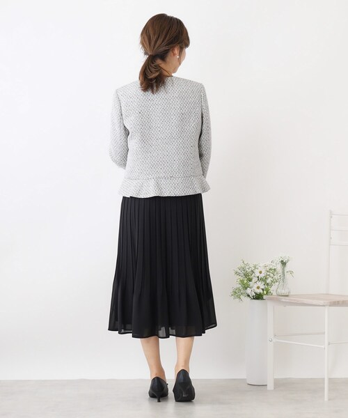 couture brooch（クチュールブローチ）の「◆【セレモニーシーン/ONOFF兼用】ツイードビジュー釦ジャケット（ノーカラージャケット・レディース・ブラック系3/ライトベージュ・40/34/36/38/42）」の14枚目の写真