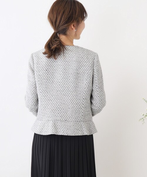 couture brooch（クチュールブローチ）の「◆【セレモニーシーン/ONOFF兼用】ツイードビジュー釦ジャケット（ノーカラージャケット・レディース・ブラック系3/ライトベージュ・40/34/36/38/42）」の19枚目の写真