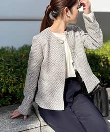 ◆【セレモニーシーン/ONOFF兼用】ツイードビジュー釦ジャケット