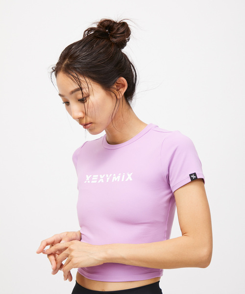 XEXYMIX（ゼクシィミックス）の「【XEXYMIX】クロップド丈ロゴTシャツ（Tシャツ/カットソー・レディース・イエロー/ブルー系その他4/ラベンダー/ブルー/ピンク/ブラック/ホワイト・M）」の11枚目の写真