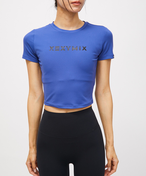 XEXYMIX（ゼクシィミックス）の「【XEXYMIX】クロップド丈ロゴTシャツ（Tシャツ/カットソー・レディース・イエロー/ブルー系その他4/ラベンダー/ブルー/ピンク/ブラック/ホワイト・M）」の15枚目の写真