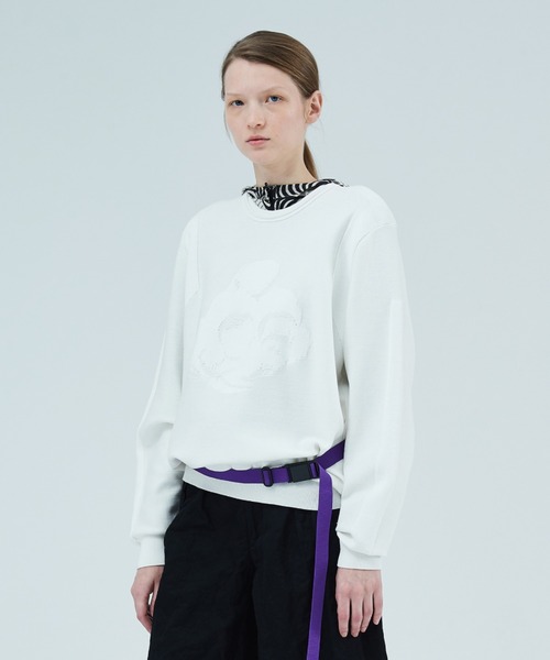 JNBY(ジェーエヌビーワイ)の「Unique Cartoon Sweatshirt(ニット/セーター・レディース・ホワイト/イエロー・38)」の1枚目の写真