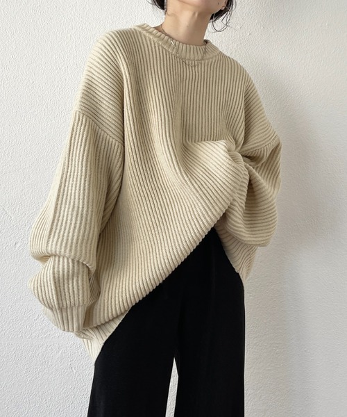 wee9s（ウィークス）の「perfect silhouette super over knit / パーフェクトシルエットスーパーオーバーニット（ニット/セーター・レディース・アイボリー/ピンク/ブラック/グレー/レッド/ブルー・FREE）」の10枚目の写真