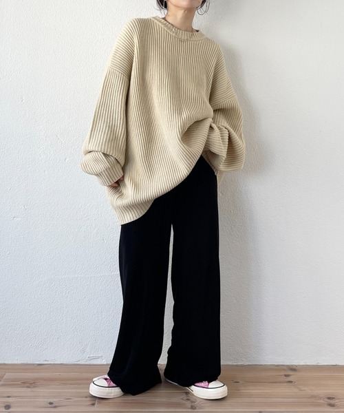 wee9s（ウィークス）の「perfect silhouette super over knit / パーフェクトシルエットスーパーオーバーニット（ニット/セーター・レディース・アイボリー/ピンク/ブラック/グレー/レッド/ブルー・FREE）」の18枚目の写真