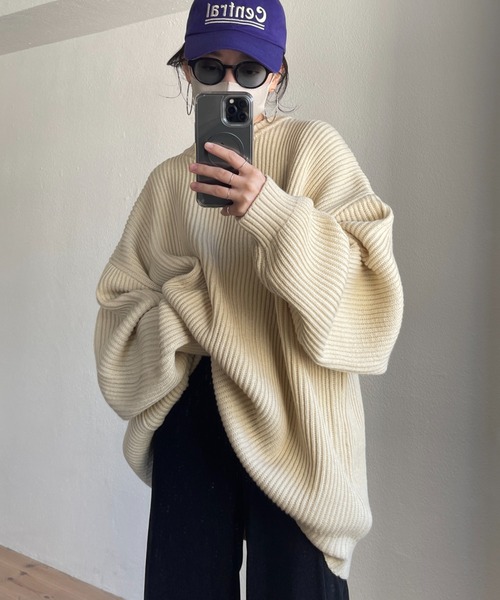 perfect silhouette super over knit / パーフェクトシルエットスーパーオーバーニット（ニット/セーター）｜wee9s（ウィークス）