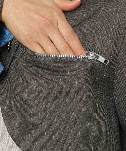 HARE（ハレ）の「メタルジップショートブルゾン(HARE)（テーラードジャケット・レディース・ブラック/グレー・FREE）」の18枚目の写真