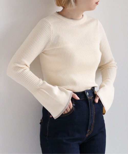 cepo(セポ)の「ソデスリットフレアニット(ニット/セーター・レディース・オフホワイト/ホワイト×ブラック/ホワイト×グレー/ブラック・M)」の20枚目の写真