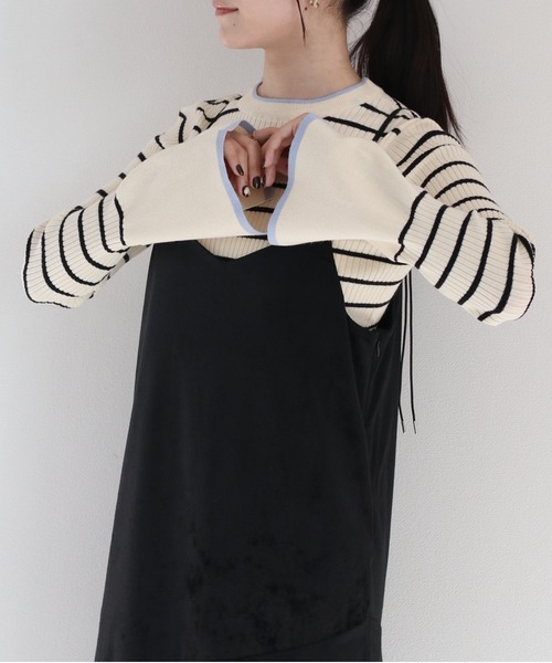 cepo(セポ)の「ソデスリットフレアニット(ニット/セーター・レディース・オフホワイト/ホワイト×ブラック/ホワイト×グレー/ブラック・M)」の14枚目の写真