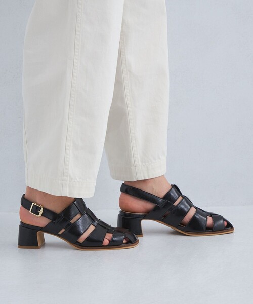 green label relaxing（グリーンレーベルリラクシング）の「スクエア グルカパンプス（5cmヒール）/ グルカサンダル（サンダル・レディース・ブラック/ブラウン・S/L/XS/M/XL）」の9枚目の写真