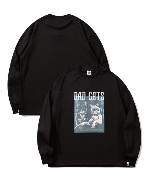 HOOK(フック)の「HOOK -original- にゃんにゃんマフィアプリントロンTEE(Tシャツ/カットソー・メンズ・ホワイト/ネイビー/ブラック/グレー・M/L/XL)」の3枚目の写真