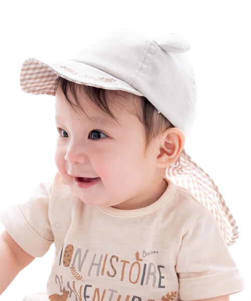 【 UVカット 】オックスクマ耳付きハット（その他ベビー用品）｜fillot de bebe reduction（フィヨデュベベルダクティオン）